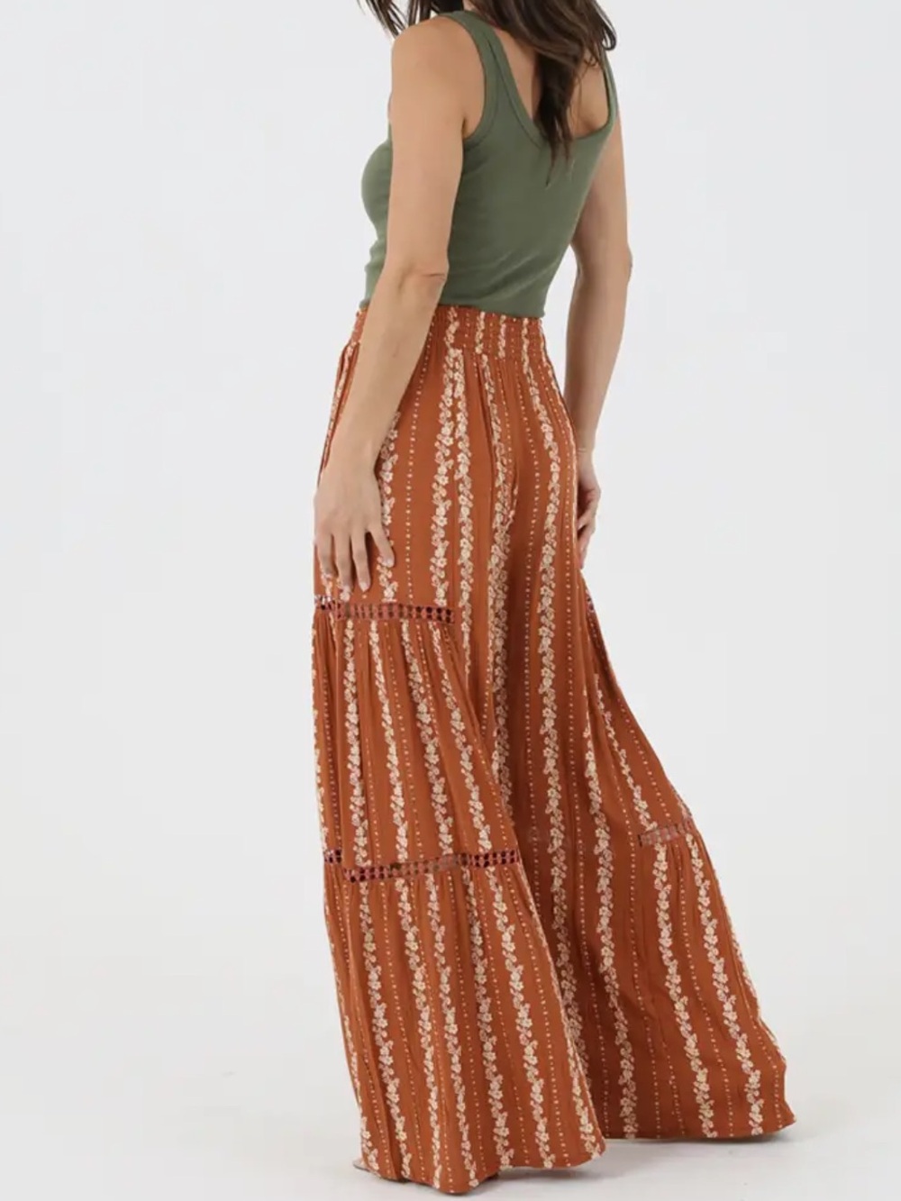 NWT Nostalgia Lace Rust Boho Palazzo Pants - Picture 2 of 3